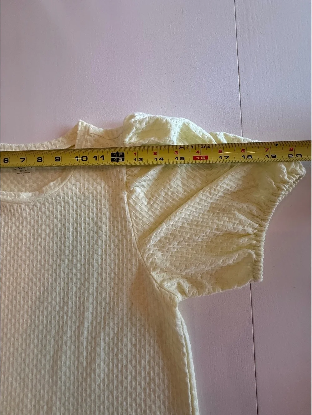 LOFT Outlet Light Yellow Puff Sleeve Textured Knit Top Medium